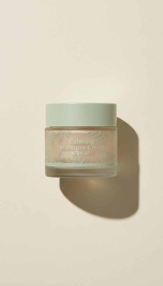 Calming moisture cream in frosted jar